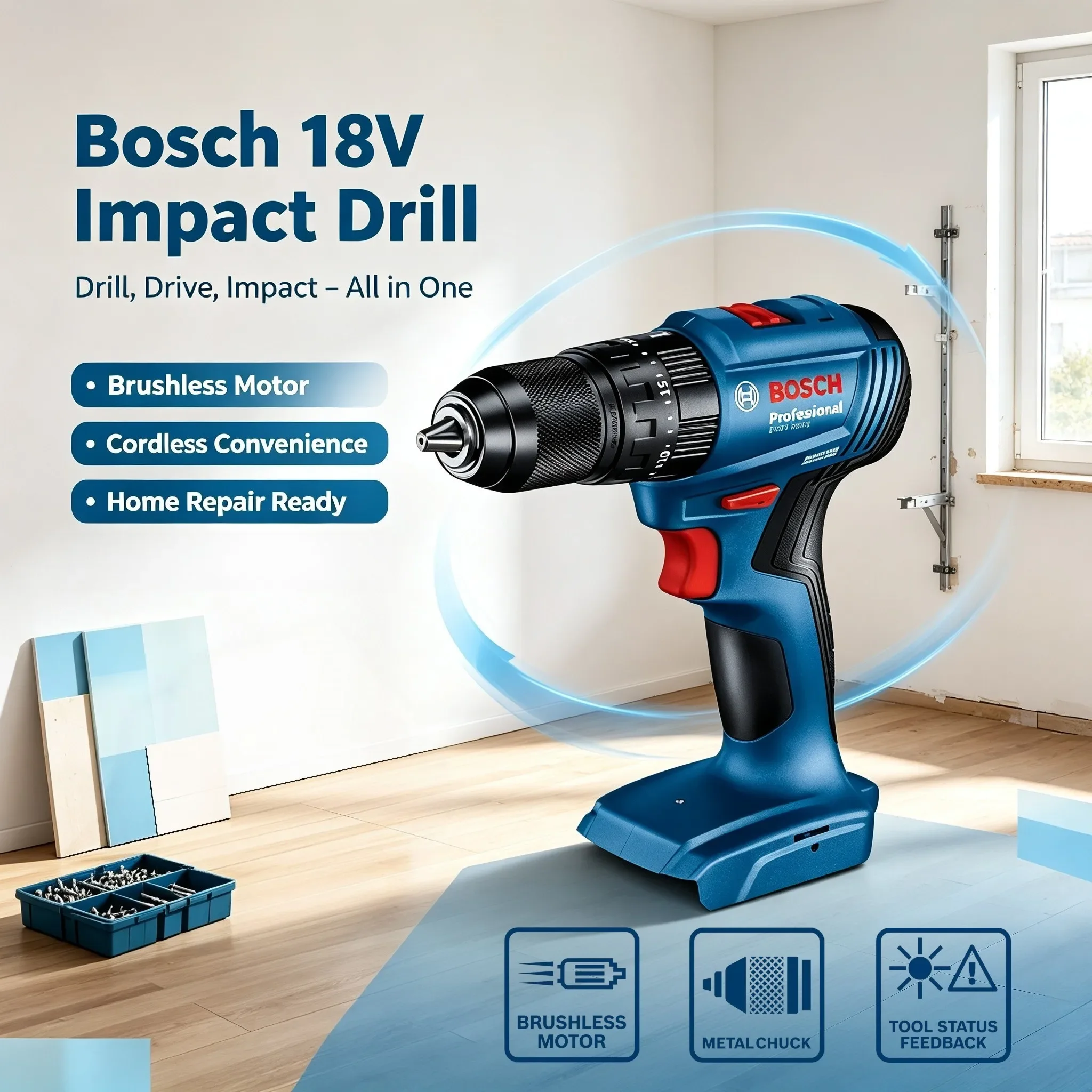 Perceuse à percussion sans fil - Brushless Cordless Electric Drill 18V avis et prix